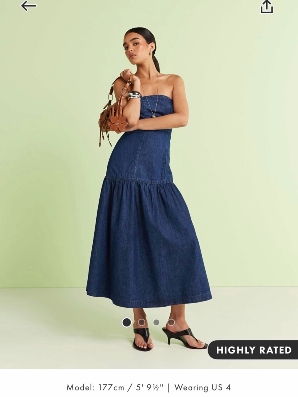 ASOS Strapless Indigo Denim Maxi Dress